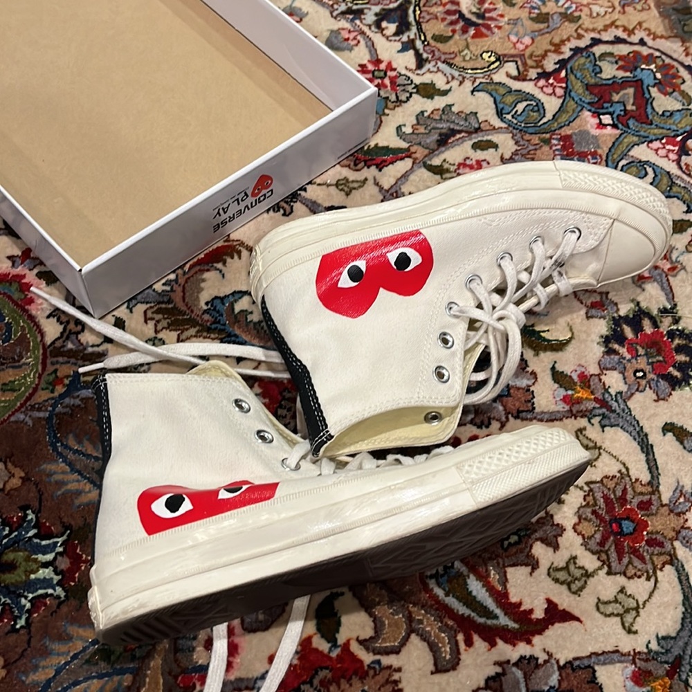 CONVERSE X COMME DES GARCONS PLAY ALL STAR CHUCK '70 HI - OFF WHITE. M5/WO7